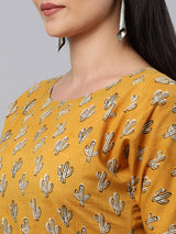 Udaan - Printed kimono sleeves cotton dress with panel and waist belt