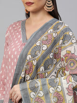 Printed Straight kurta with pants and printed dupatta