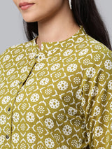 Printed straight fit cotton Kurta with 3/4 sleeve