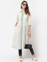 Block Printed cotton dobby Kurta with a gathered waist