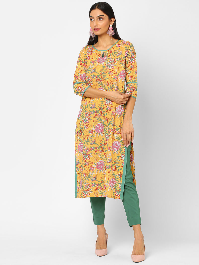 Straightfit cotton printed  kurta