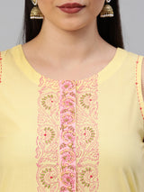 Block printed sleeveless cotton kurta.