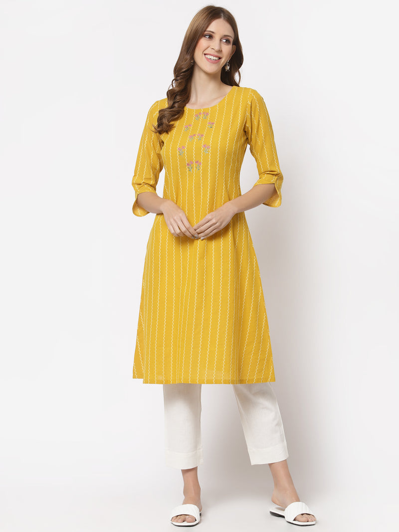 Embroidered Flared cotton kurta