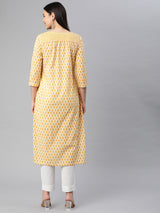 Printed Straight cotton Kurta with buttoned placket