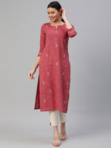 Embroidered Straight cotton Kurta.