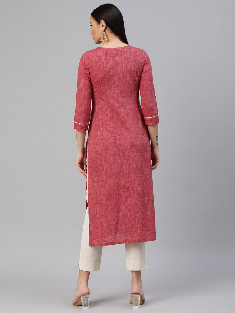 Embroidered Straight cotton Kurta.