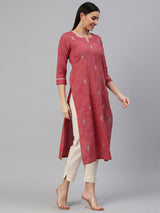 Embroidered Straight cotton Kurta.