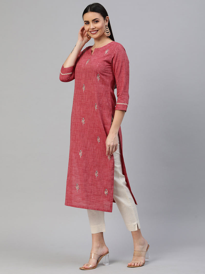 Embroidered Straight cotton Kurta.