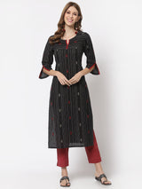 Leher - Straight fit cotton dobby kurta with metal embellishment