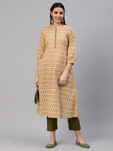 Printed Flared cotton Kurta with puff sleeves.