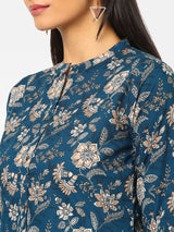 Printed 3/4 sleeve Shirt style Cotton Top