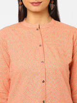 Printed 3/4 sleeve Shirt style Cotton Top