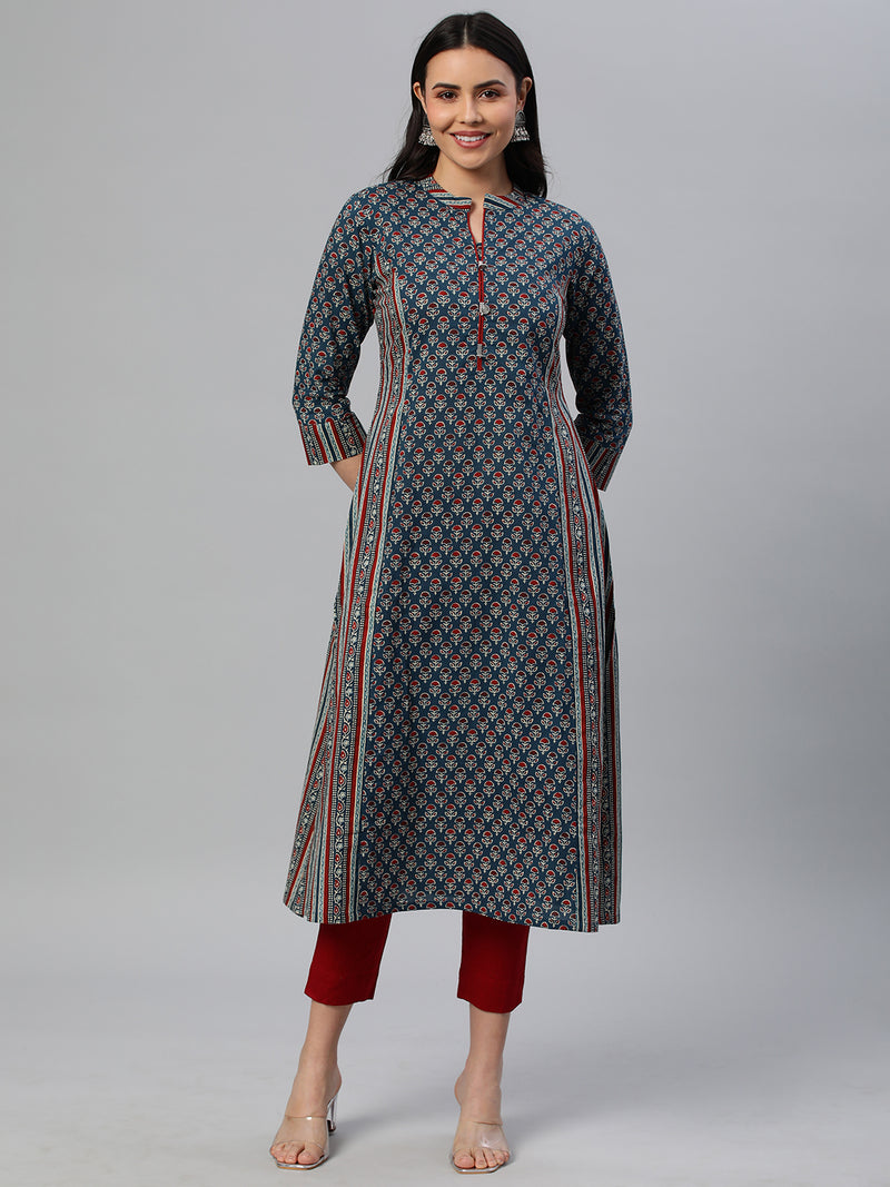 Khoobsurat - A line printed cotton kurta with metal embellishment.