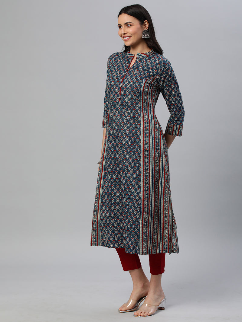 Khoobsurat - A line printed cotton kurta with metal embellishment.