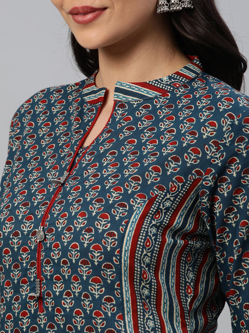 Khoobsurat - A line printed cotton kurta with metal embellishment.