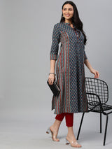 Khoobsurat - A line printed cotton kurta with metal embellishment.