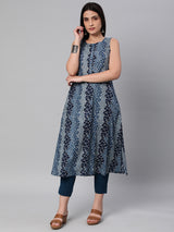 Udaan - Printed A line sleevless cotton Kurta