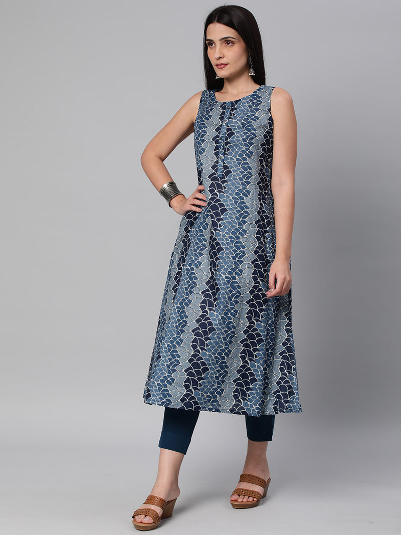 Udaan - Printed A line sleevless cotton Kurta