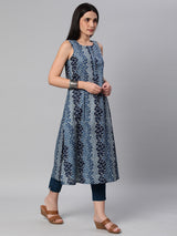 Udaan - Printed A line sleevless cotton Kurta