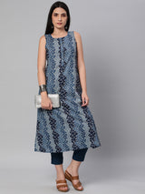 Udaan - Printed A line sleevless cotton Kurta