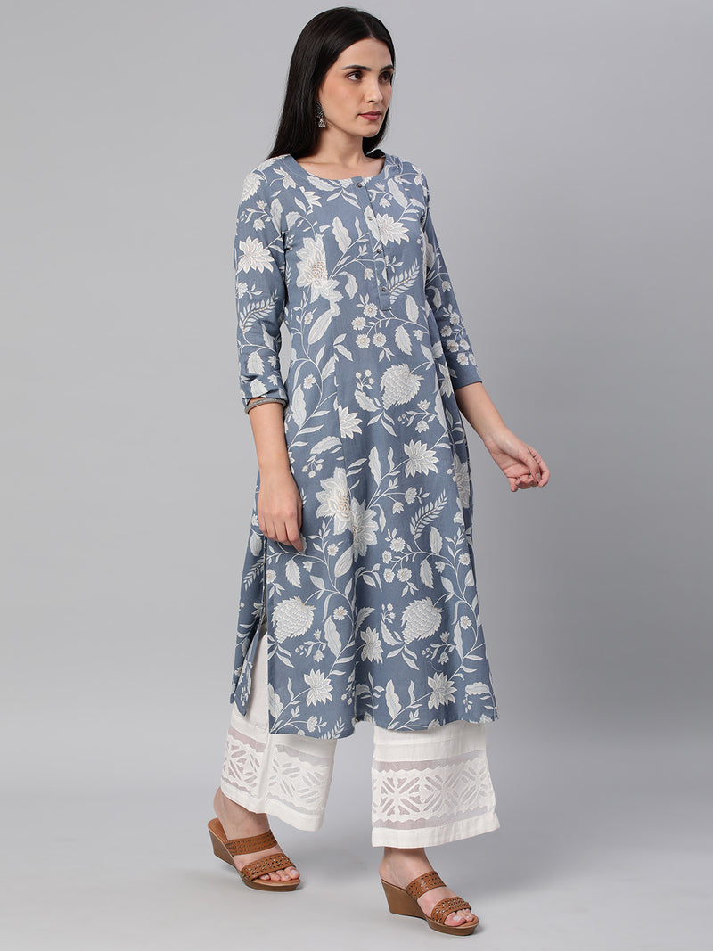 Printed A Line cotton  Kurta with 3/4 sleeve