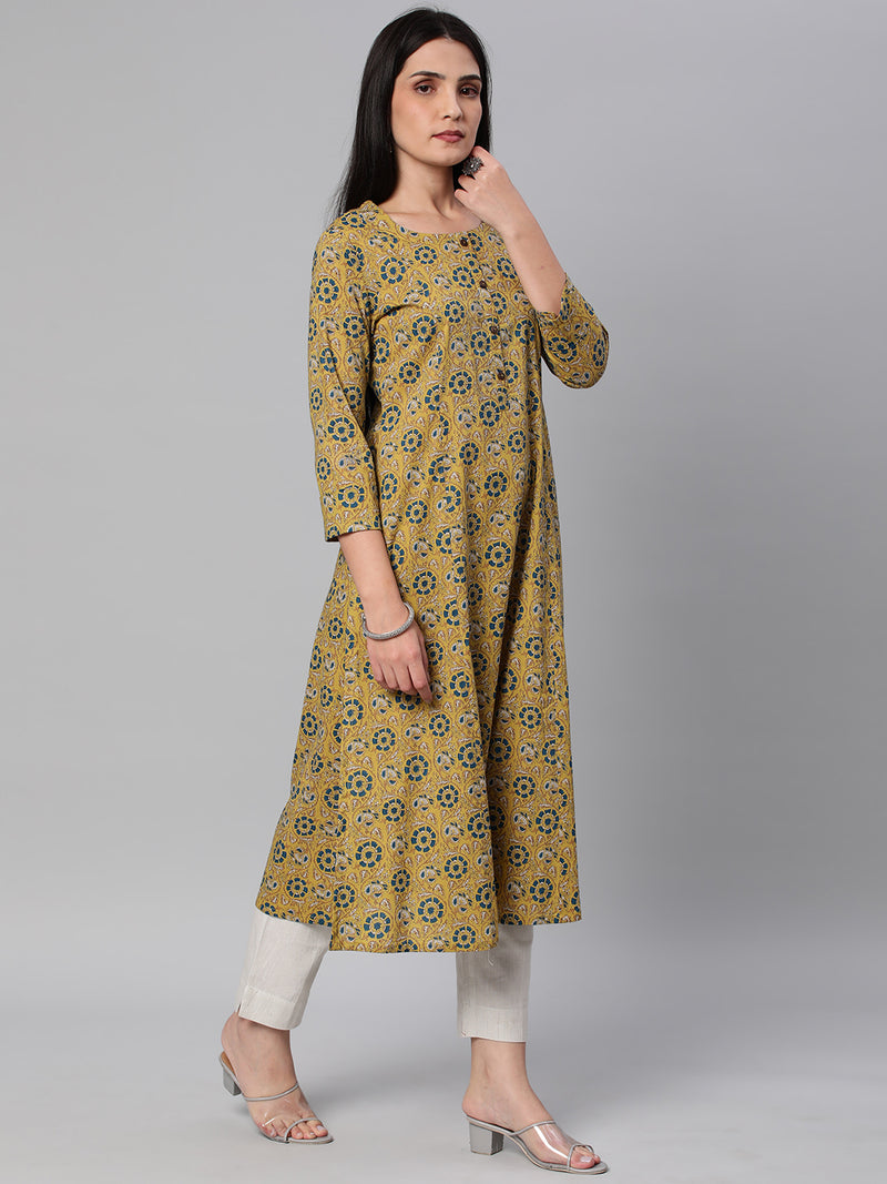 Printed Flared cotton  Kurta with 3/4 sleeve