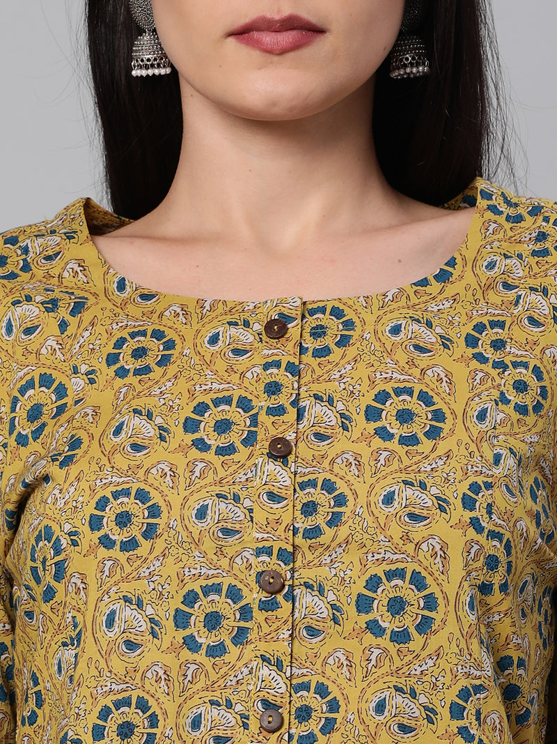 Printed Flared cotton  Kurta with 3/4 sleeve