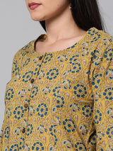 Printed Flared cotton  Kurta with 3/4 sleeve