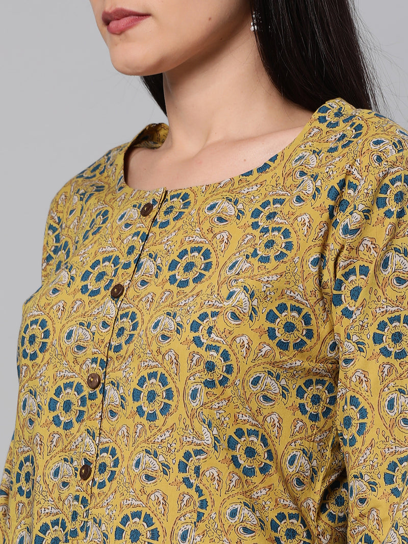 Printed Flared cotton  Kurta with 3/4 sleeve