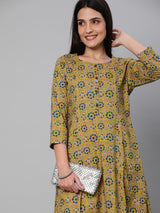 Printed Flared cotton  Kurta with 3/4 sleeve