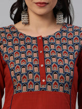 Khoobsurat - A cotton slub straight kurta with arm hole princess yoke.