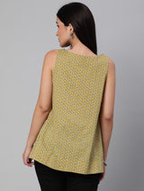 Printed Sleeveless Flared Cotton Top.