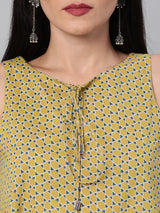 Printed Sleeveless Flared Cotton Top.