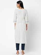 Embellished Straight Cotton Dobby Kurta