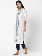 Embellished Straight Cotton Dobby Kurta