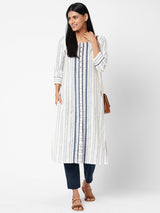 Embellished Straight Cotton Dobby Kurta