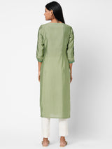 VAMA - Silk blend pleated straight kurta