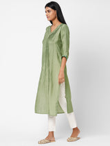 VAMA - Silk blend pleated straight kurta