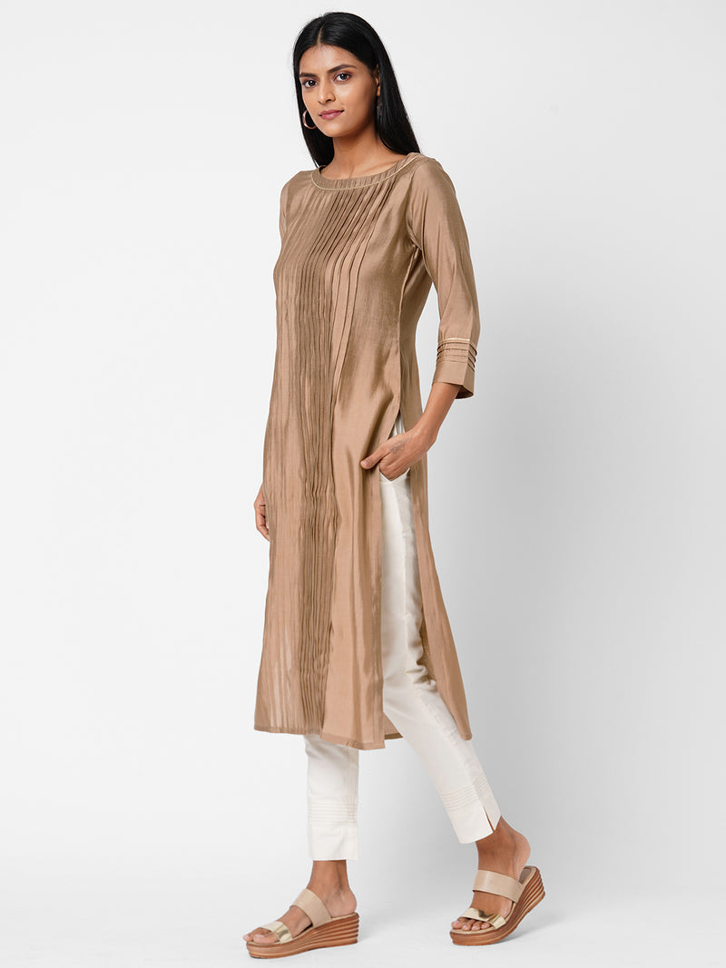 VAMA - Silk blend pleated kurta