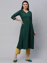 VAMA - A-line embroidered cotton kurta