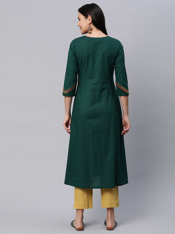 VAMA - A-line embroidered cotton kurta