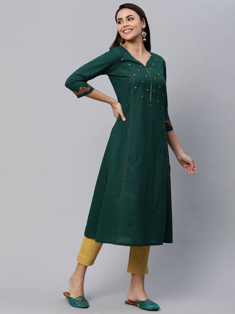 VAMA - A-line embroidered cotton kurta