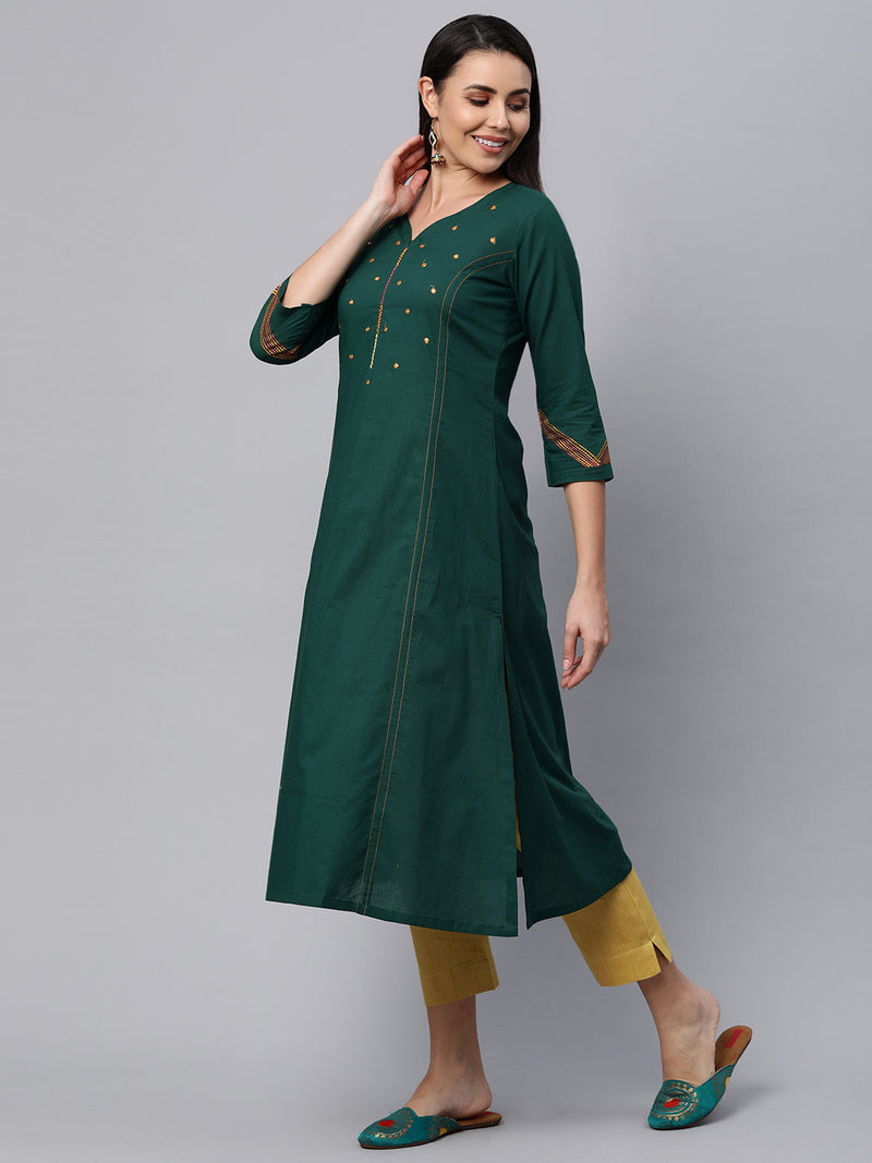 VAMA - A-line embroidered cotton kurta