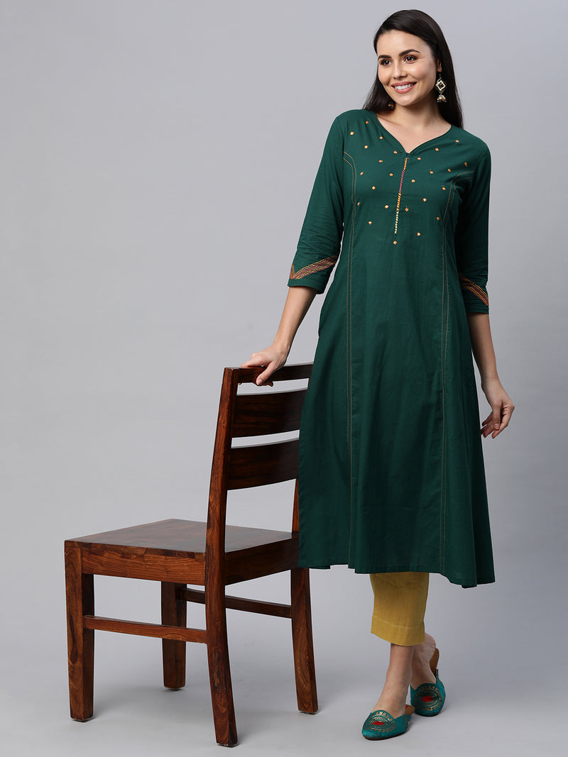 VAMA - A-line embroidered cotton kurta