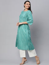 Flared printed cotton kurta with gather detailing