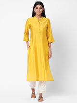 VAMA - Silk blend kurta with sleeve emb