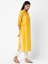 VAMA - Silk blend kurta with sleeve emb