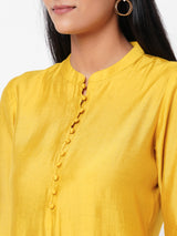 VAMA - Silk blend kurta with sleeve emb