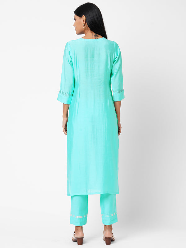 Embroidered Straight Kurta with Pants