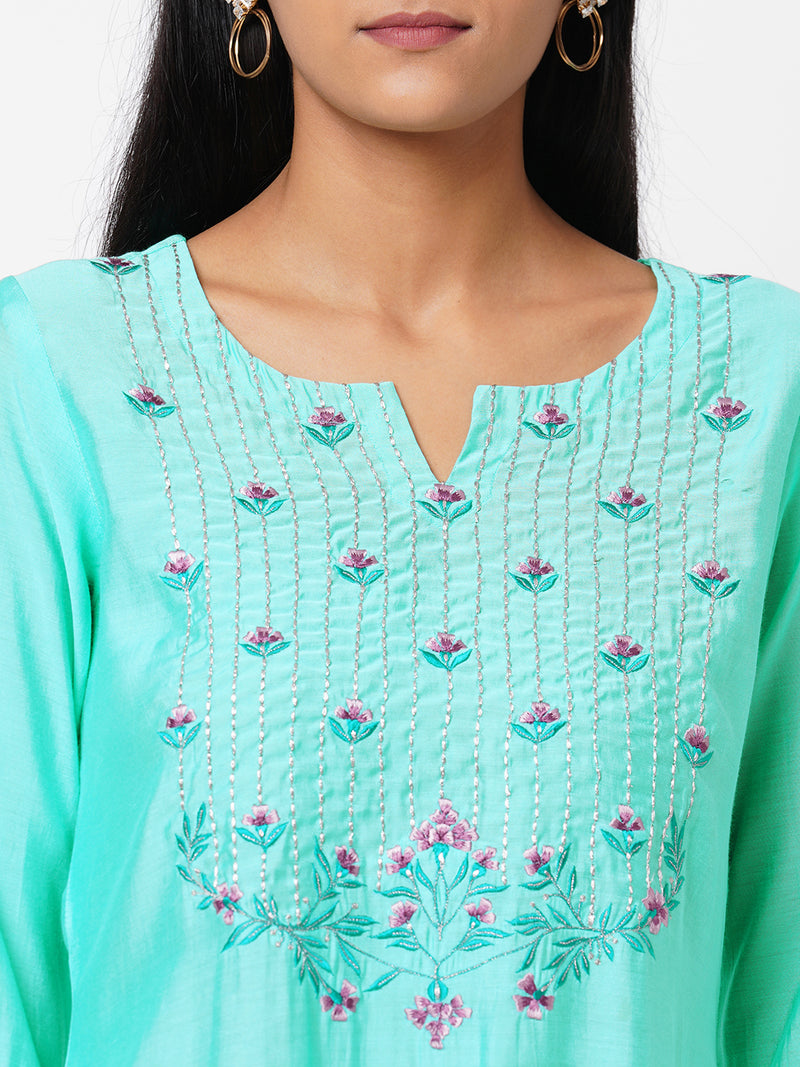 Embroidered Straight Kurta with Pants